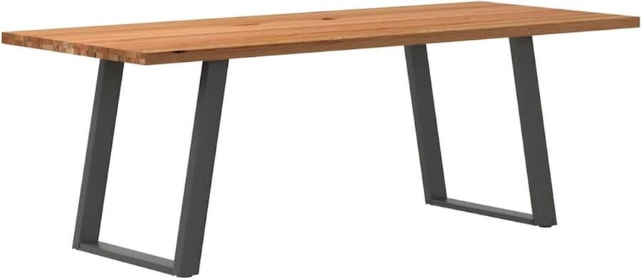 VidaXL Eettafel rechthoekig 220x90x74 cm massief eikenhout lichtbruin Eettafel Eettafels Eetkamertafel Keukentafel - Foto 4