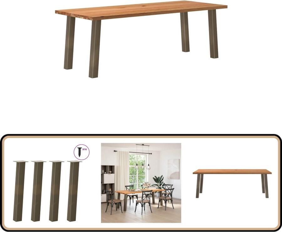 VidaXL Eettafel rechthoekig 220x90x74 cm massief eikenhout lichtbruin