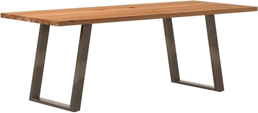 VidaXL Eettafel rechthoekig 220x90x74 cm massief eikenhout lichtbruin