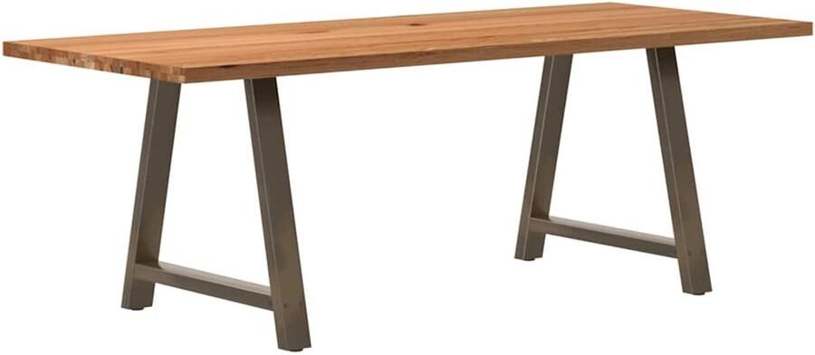 VidaXL Eettafel rechthoekig 220x90x74 cm massief eikenhout lichtbruin - Foto 2