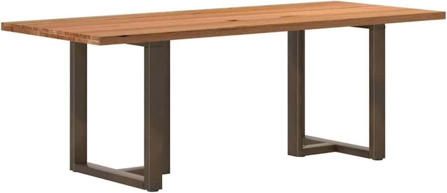 VidaXL Eettafel rechthoekig 220x90x74 cm massief eikenhout lichtbruin