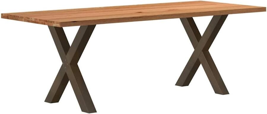 VidaXL Eettafel rechthoekig 220x90x74 cm massief eikenhout lichtbruin