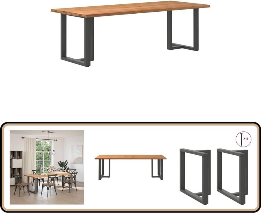 VidaXL Eettafel Rechthoekig 240x100x74 cm Eikenhout Eettafel Eettafels Eetkamertafel Keukentafel
