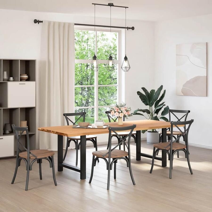 VidaXL Eettafel Rechthoekig Massief Eikenhout 240 cm Eettafel Houten Eettafel Eikentafel Salontafel Diningtable Grote Eettafel Massieve Eettafel Design Eettafel Industriële Eettafel
