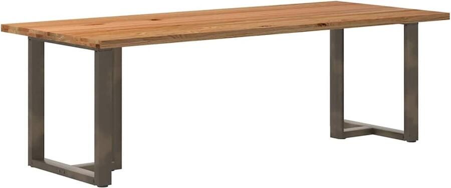 VidaXL Eettafel rechthoekig 240x100x74 cm massief eikenhout lichtbruin