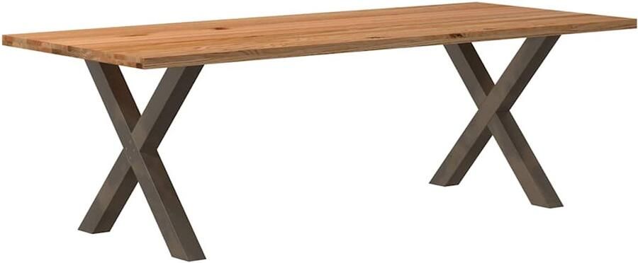 VidaXL Eettafel rechthoekig 240x100x74 cm massief eikenhout lichtbruin