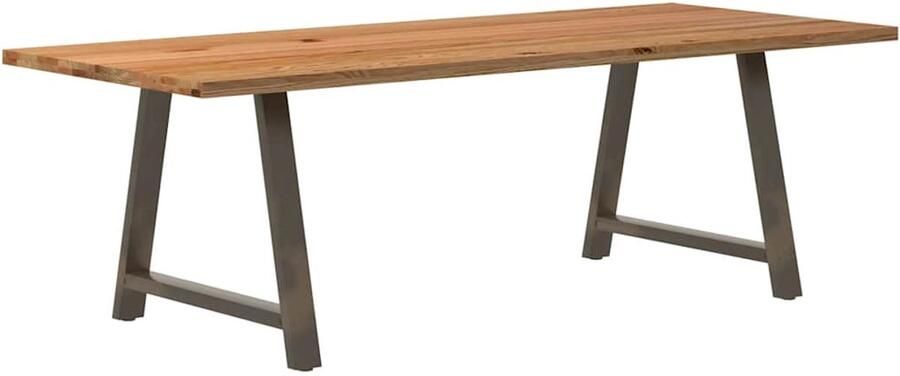 VidaXL Eettafel rechthoekig 240x100x74 cm massief eikenhout lichtbruin