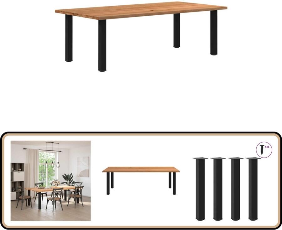 VidaXL Eettafel 240x120 cm Massief Eikenhout Eetkamertafel Eikenhouten Tafel Grote Eettafel Solide Tafel Massief Eikenhout Industriële Tafel Landelijke Tafel Diningtable Salontafel