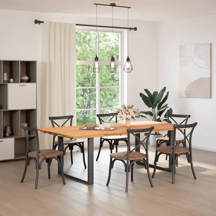 VidaXL Eettafel Massief Eiken 240x120cm Eetkamertafel Eikenhouten Tafel Salontafel Tuinset Dining Set Massief Eikenhout Rechte Tafel Ovale Tafel Ronde Tafel