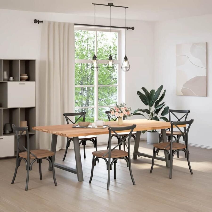 VidaXL Eettafel Rechthoekig 240x120x74 cm Massief Eikenhout Eettafel Houten Eettafel Eikentafel Salontafel Diningtable Keukenmeubilair Massief Eikenhout Vintage Eettafel Industriële Eettafel