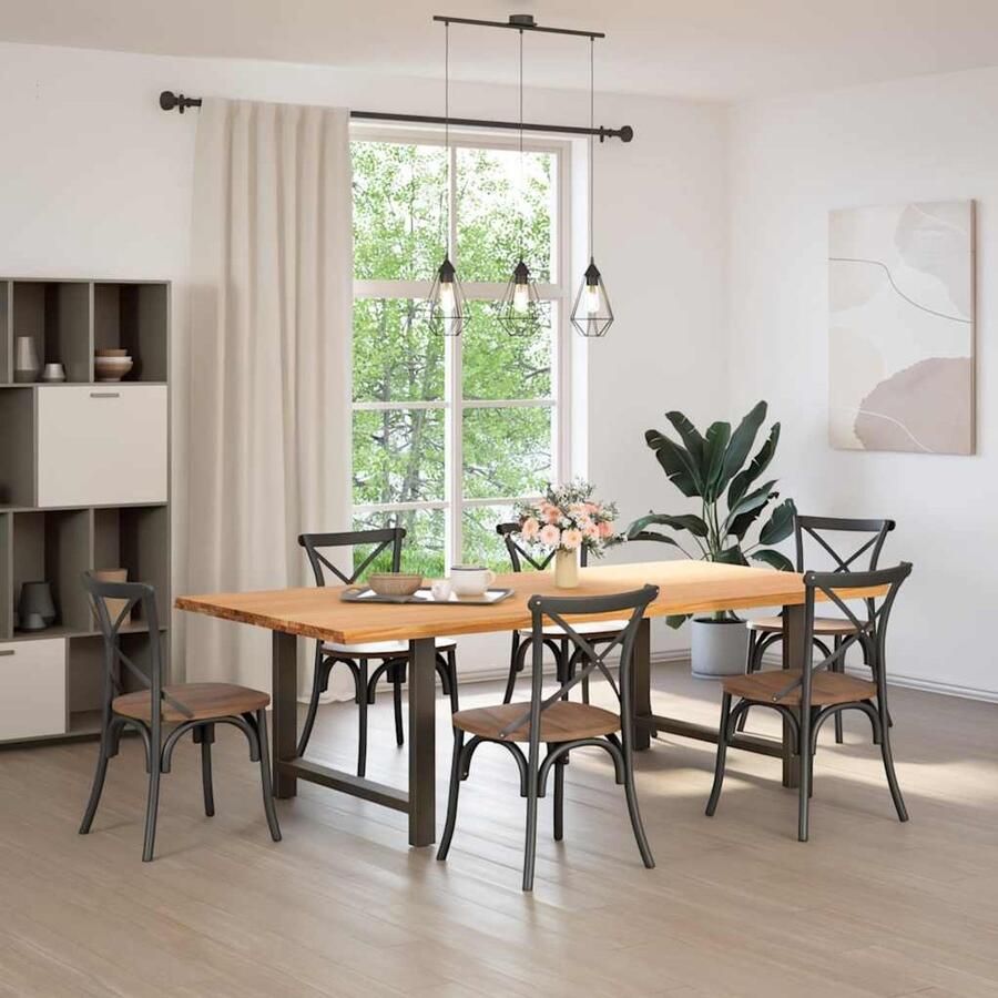 VidaXL Eettafel rechthoekig 240x120x74 cm massief eikenhout lichtbruin