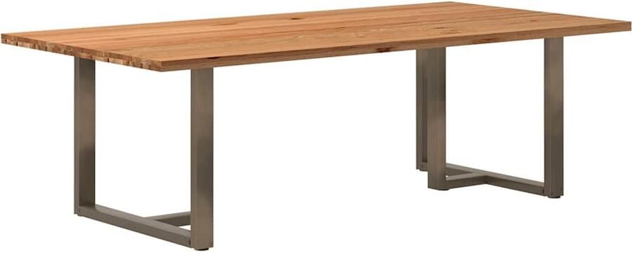 VidaXL Eettafel rechthoekig 240x120x74 cm massief eikenhout lichtbruin