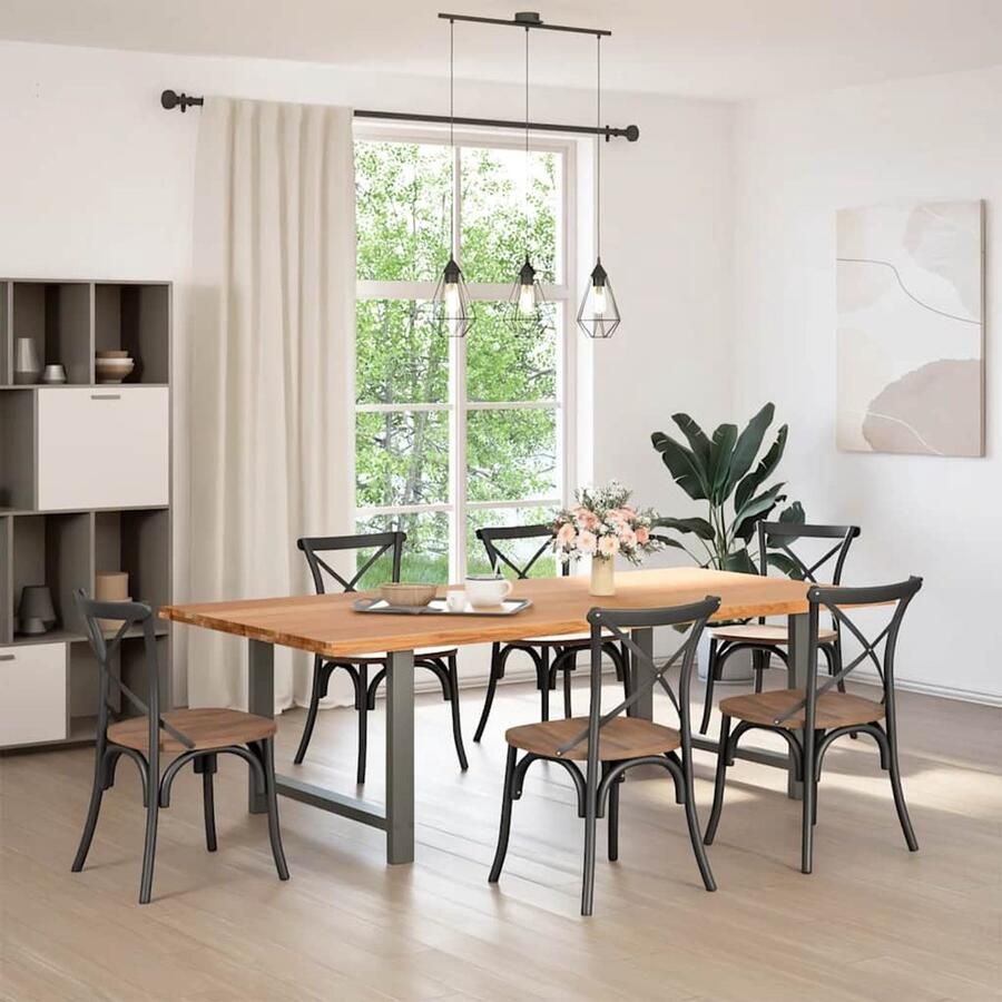 VidaXL Eettafel rechthoekig 240x120x74 cm massief eikenhout lichtbruin