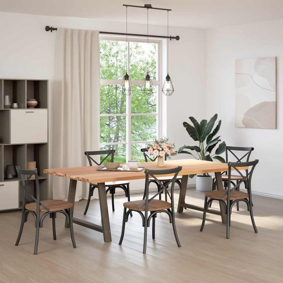 VidaXL Eettafel rechthoekig 240x120x74 cm massief eikenhout lichtbruin