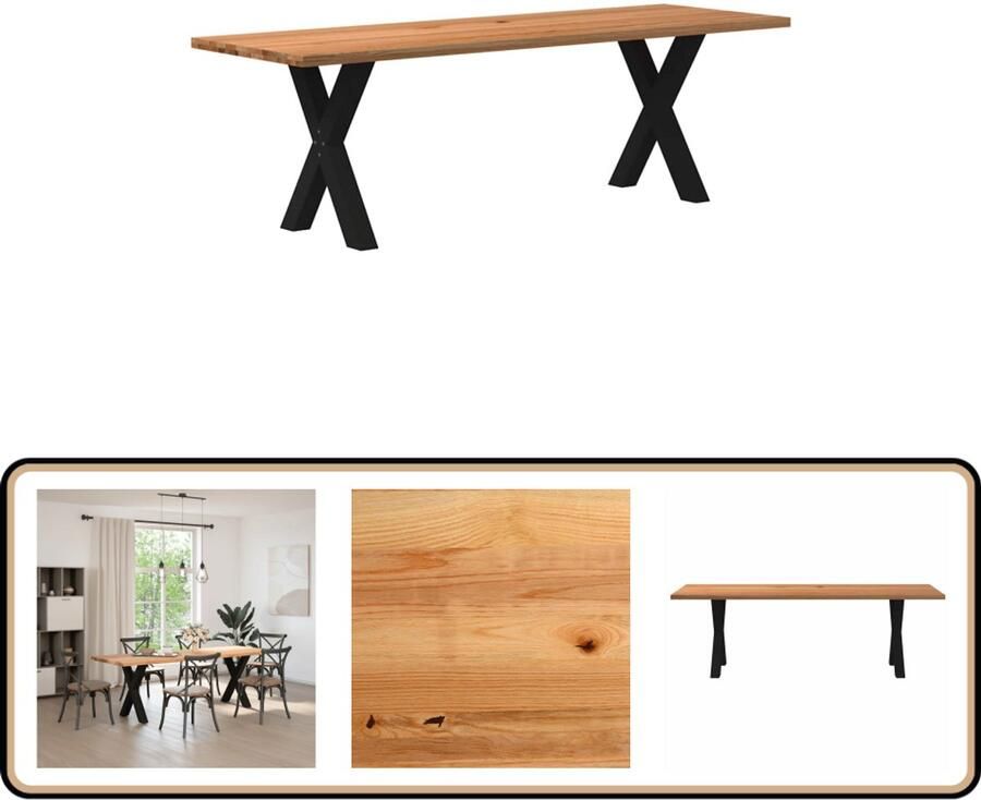 VidaXL Eettafel Rechthoekig 240x80x74 cm Massief Eikenhout Eettafel Eettafels Eetkamertafel Keukentafel - Foto 2