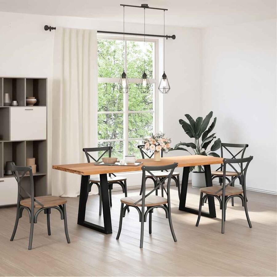 VidaXL Eettafel Rechthoekig 240x80x74 cm Eikenhout Eetkamertafel Eikenhouten Tafel Massief Eikenhout Salontafel Keuken Tafel Diningtable Ronde Tafel Vierkante Tafel