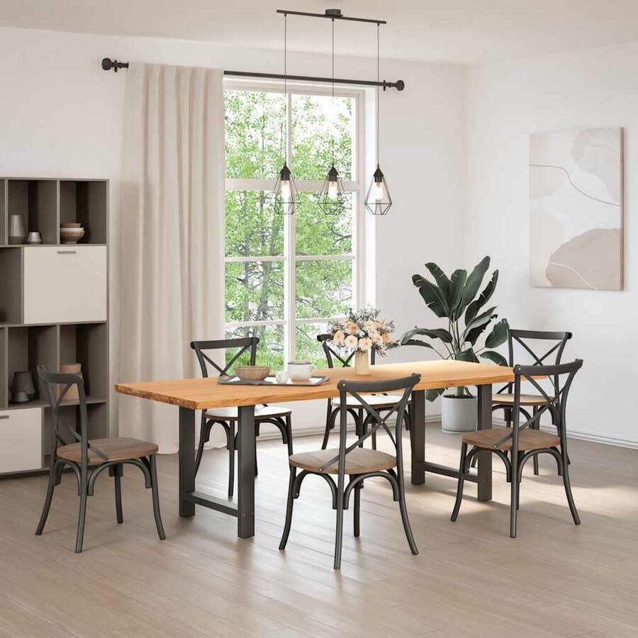 VidaXL Eettafel 240x90x74 cm Massief Eikenhout Eettafel Houten Eettafel Eikentafel Salontafel Diningtable Grote Eettafel Massief Eikenhout Landelijke Eettafel Moderne Eettafel