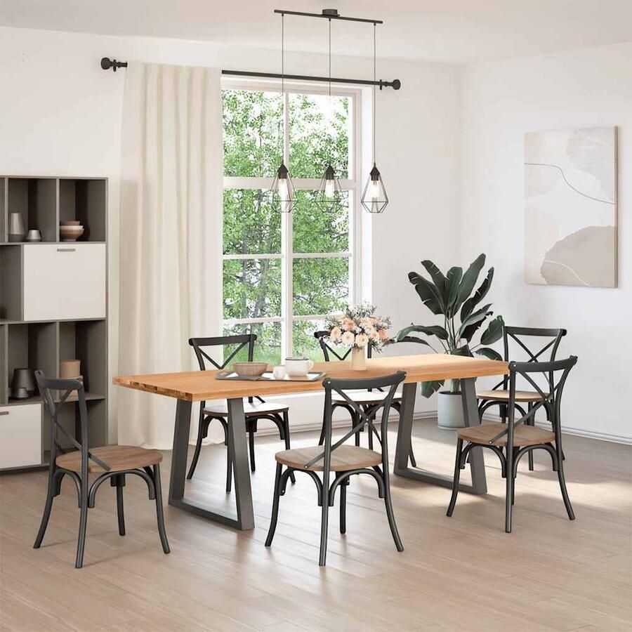 VidaXL Eettafel 240x90 cm Massief Eikenhout Eettafel Houten Eettafel Eikenen Eettafel Grote Eettafel Salontafel Diningtable Keukenset