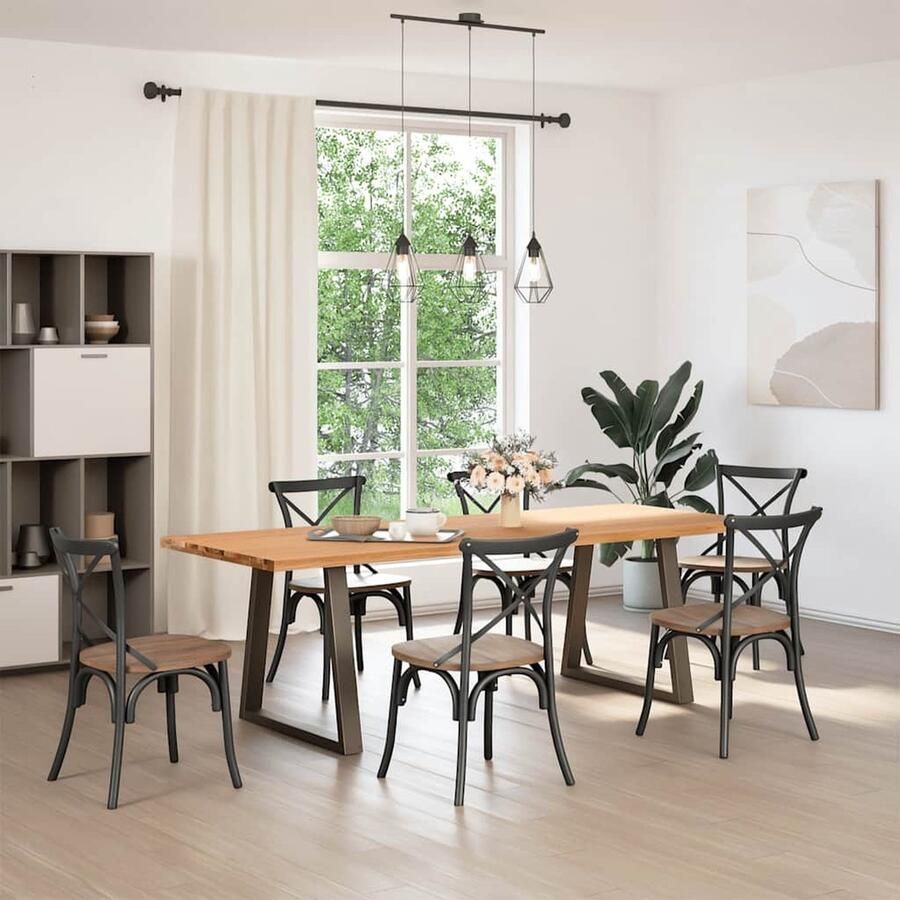 VidaXL Eettafel Rechthoekig 240x90x74cm Massief Eikenhout Eetkamertafel Eikenhouten Tafel Salontafel Tuinset Diningtable Keukenset Massief Hout Vintage Tafel Industrieel Design