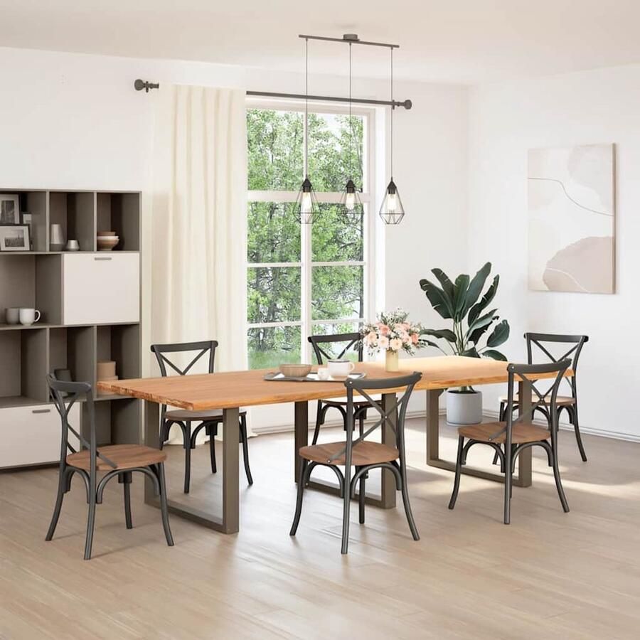 VidaXL Eettafel rechthoekig 280x120x74 cm massief eikenhout lichtbruin - Foto 2