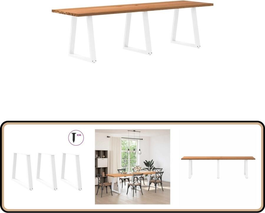 VidaXL Eettafel rechthoekig 280x80x74 cm massief eikenhout lichtbruin