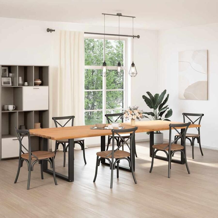 VidaXL Eettafel Massief Eikenhout 320x120cm Eettafel Houten Tafel Eikentafel Salontafel Diningtable Grote Eettafel Massief Eikenhout Industriële Tafel