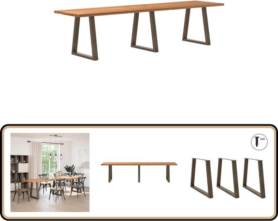 VidaXL Eettafel 320x80x74 cm Massief Eikenhout Eetkamertafel Eikenhouten Tafel Grote Eettafel Solide Tafel Massief Eikenhout Industriële Tafel Moderne Eetkamer Diningtable