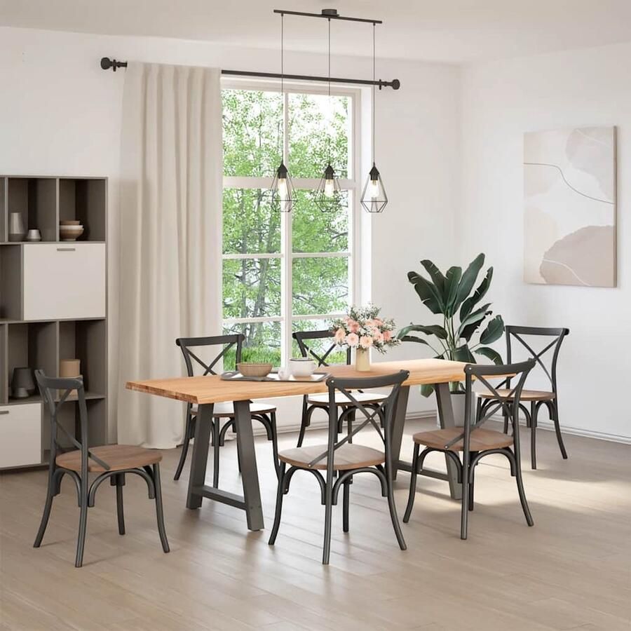 VidaXL Eettafel Rechthoekig Massief Eikenhout 220x80x74 cm Eettafel Houten Eettafel Eikentafel Salontafel Diningtable Massief Eikenhout Landelijke Eettafel Industriële Eettafel