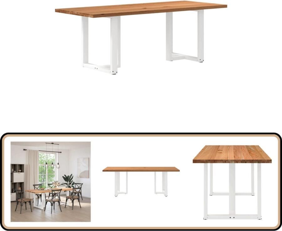 VidaXL Eettafel Rechthoekig Massief eikenhout 220x90x74 cm Eettafel Eettafels Eetkamertafel Keukentafel
