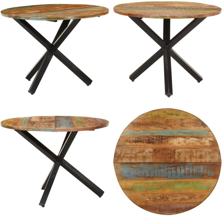 VidaXL Eettafel rond 100x100x75 cm massief gerecycled hout Eettafel Eettafels Eetkamertafel Eetkamertafels