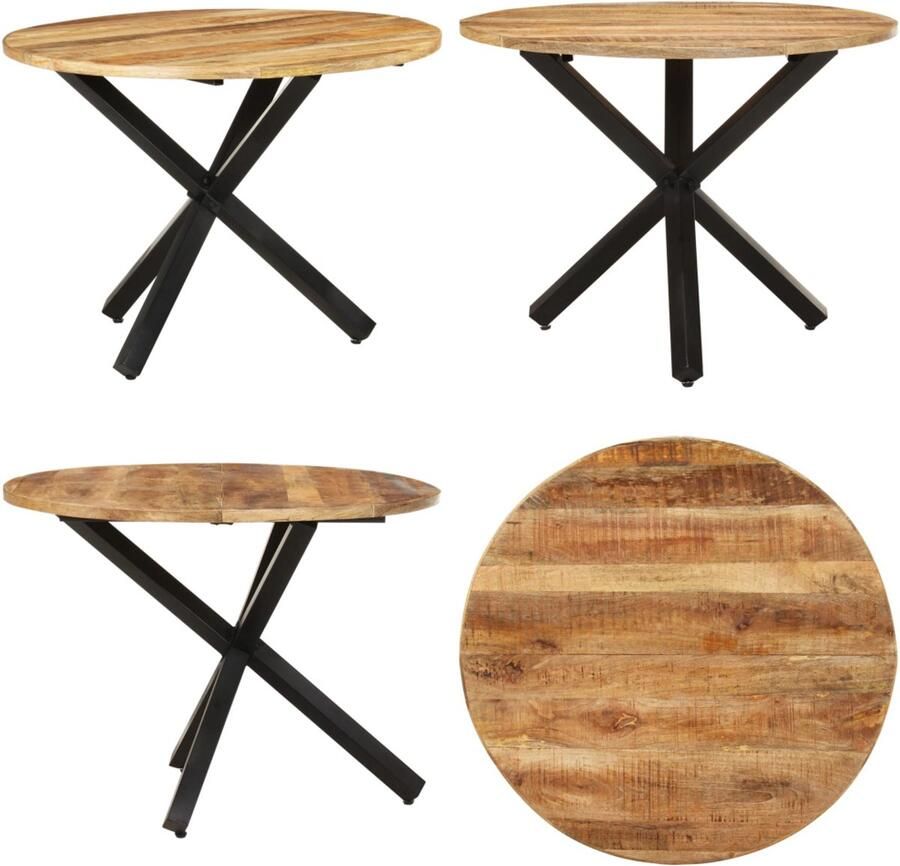 VidaXL Eettafel rond 100x100x75 cm ruw mangohout Eettafel Eettafels Eetkamertafel Eetkamertafels