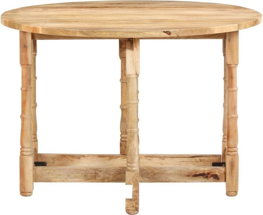 VidaXL Eettafel Rond 110x76 cm Massief Mangohout Houten Eettafel Rond Mangohout Eettafel Salontafels Diningtable Eetkamer Meubilair