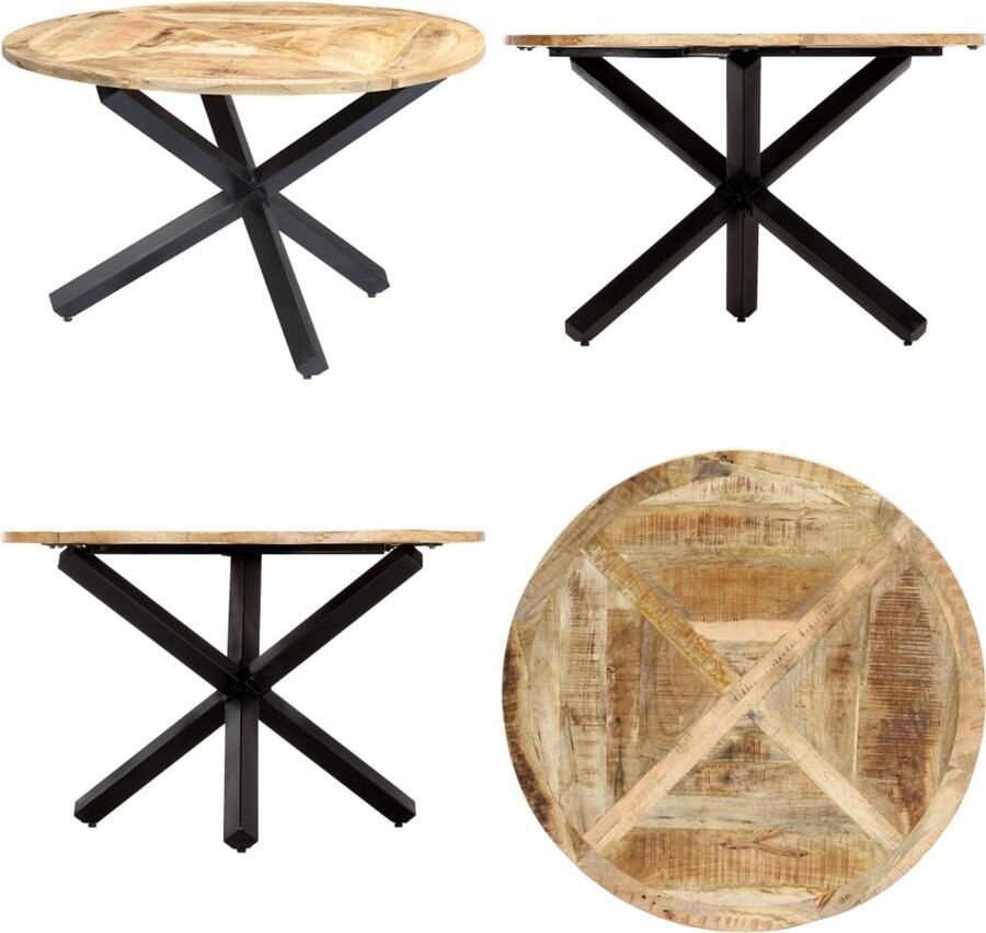 VidaXL Eettafel rond 120x76 cm massief mangohout Eettafel Eettafels Eetkamertafel Eetkamertafels