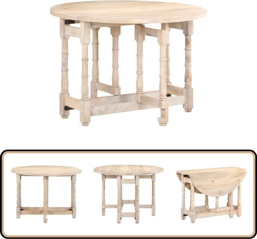 The Living Store Houten Eettafel Mangohout 110x76 cm Stevig en duurzaam Houten Eettafel Rond Mangohout Eettafel Salontafels Diningtable - Foto 3