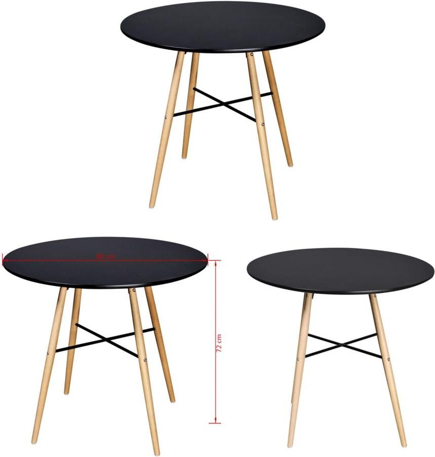 VidaXL Eettafel rond MDF zwart Tuintafel Tuintafels Tuin Tafel Tuin Tafels