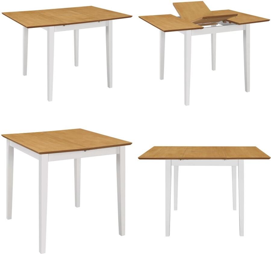 VidaXL Eettafel verlengbaar (80-120)x80x74 cm MDF wit Eettafel Eettafels Verlengbare Tafel Verlengbare Tafels