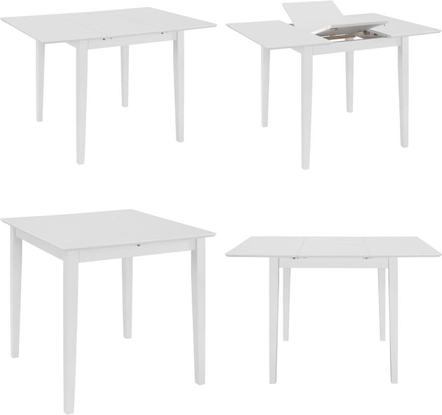 VidaXL Eettafel verlengbaar (80-120)x80x74 cm MDF wit Eettafel Eettafels Verlengbare Tafel Verlengbare Tafels
