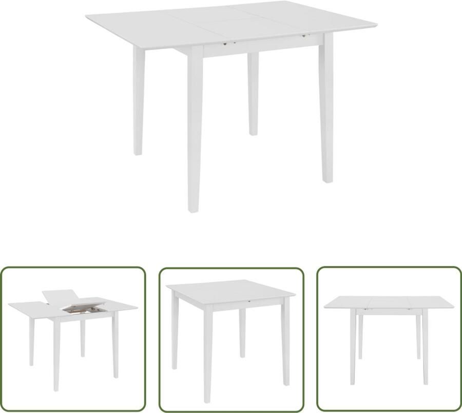 VidaXL Eettafel Verlengbaar 80-120x80x74 cm Wit Eettafel Verlengbare Tafel Houten Tafel Witte Tafel Scandinavische Tafel Basic Tafel