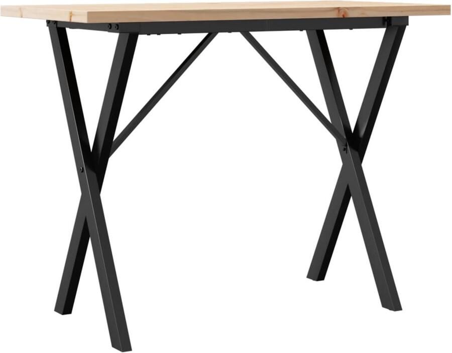The Living Store Eettafel X-frame 100x50x75 5 cm massief grenenhout en gietijzer Eetkamertafel Houten Tafel Grenenhouten Tafel Eettafel Met X-frame Salontafel