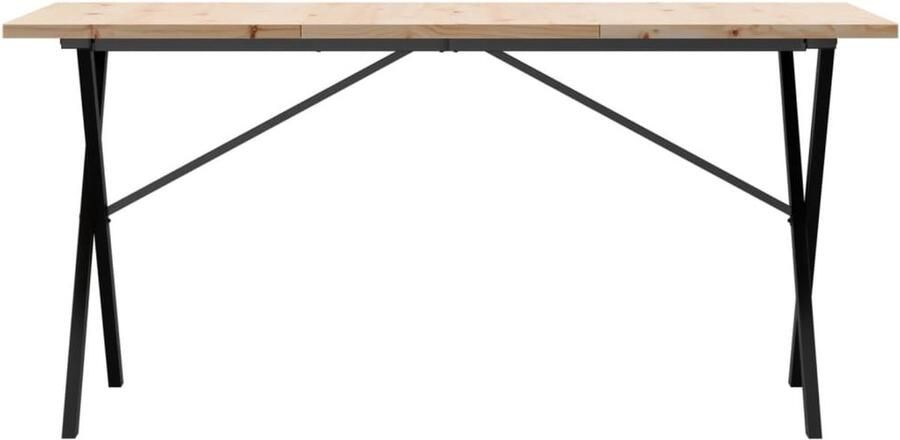 VidaXL Eettafel X-frame 140x80x75 5 cm massief grenenhout en gietijzer