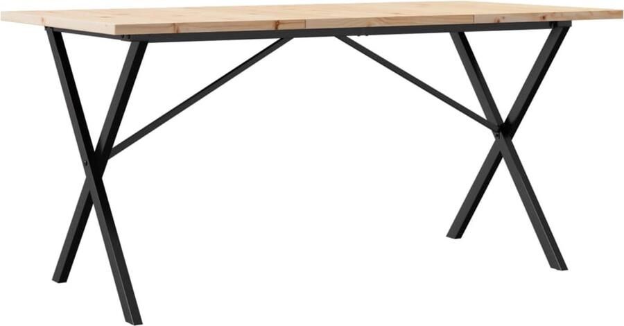 VidaXL Eettafel X-frame 160x80x75 5 cm massief grenenhout en gietijzer