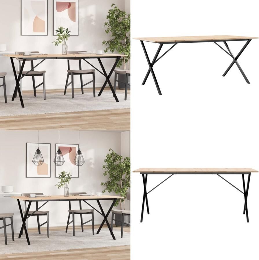VidaXL Eettafel X-frame 180x90x75 cm massief grenenhout en gietijzer Eettafel Eettafels Eetkamertafel Tafel