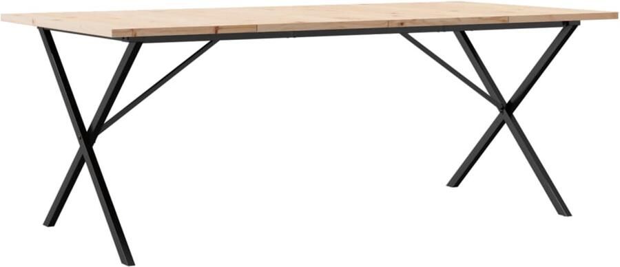 VidaXL Eettafel X-frame 200x100x75 5 cm grenenhout en gietijzer Eettafel Eettafels Eetkamertafel Tafel