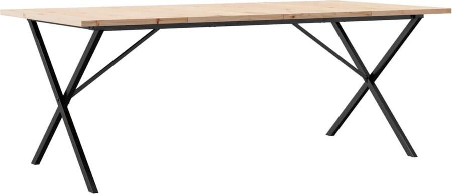 VidaXL Houten Eettafel Eetkamertafel Eettafel X-frame 200x100x75 5 cm grenenhout en staal Grenen Eettafel Industriële Eettafel X-frame Eettafel