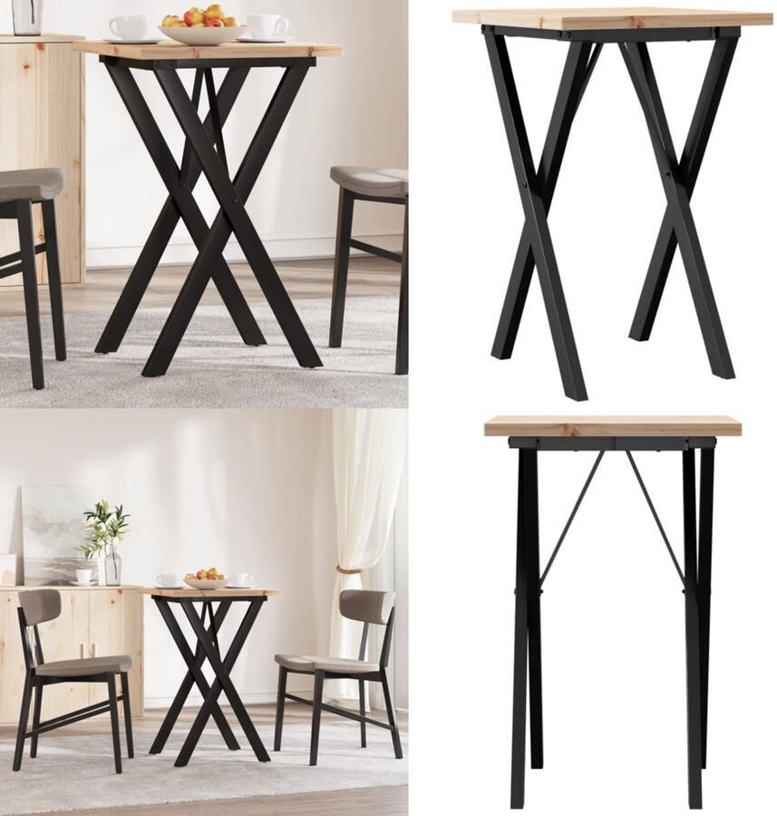 VidaXL Eettafel X-frame 50x50x75 5 cm massief grenenhout en gietijzer Eettafel Eettafels Eetkamertafel Tafel
