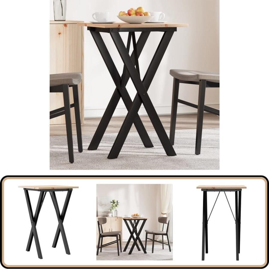 VidaXL Eettafel X-frame 50x50x75 cm Grenen & Gietijzer Eettafel Eettafels Eetkamertafel Tafel