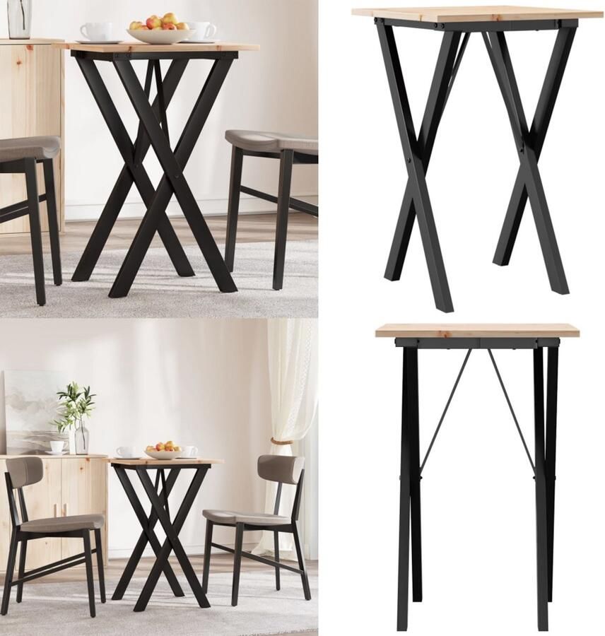 VidaXL Eettafel X-frame 50x50x75 cm massief grenenhout en gietijzer - Foto 2