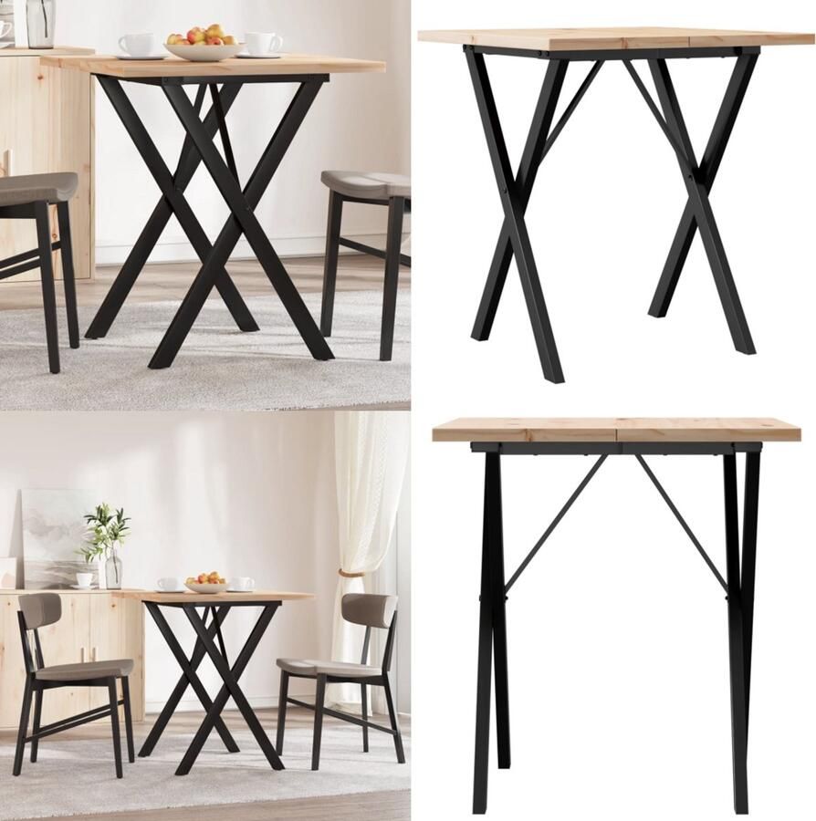 VidaXL Eettafel X-frame 70x70x75 5 cm massief grenenhout en gietijzer Eettafel Eettafels Eetkamertafel Tafel