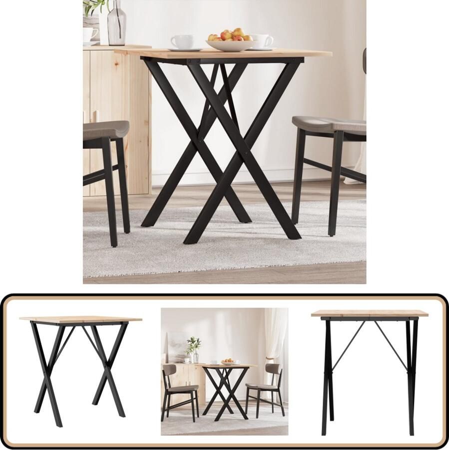 VidaXL Eettafel X-frame 70x70x75 cm Grenenhout Eettafel Eettafels Eetkamertafel Tafel