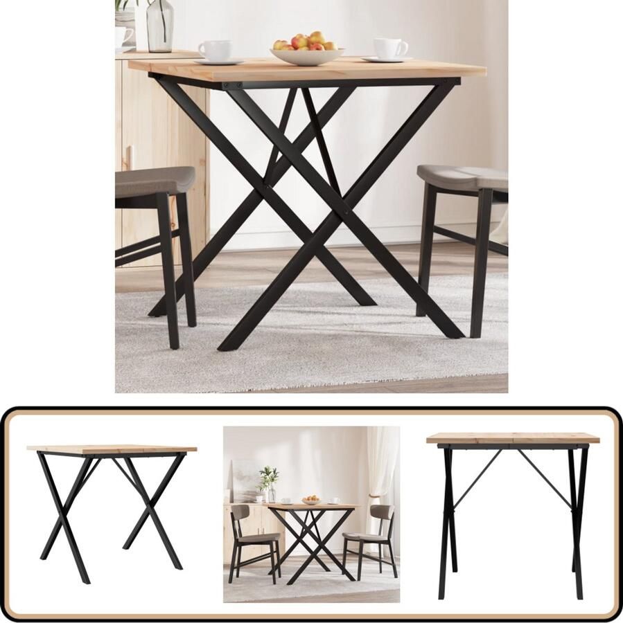 VidaXL Eettafel X-frame 80x80x75 5 cm Grenenhout Eettafel Eettafels Eetkamertafel Tafel